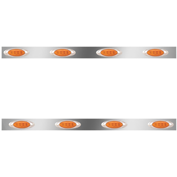 3 Inch Stainless Steel Cab Panels W/ 8 P1 Amber/Amber LEDs For Peterbilt 359