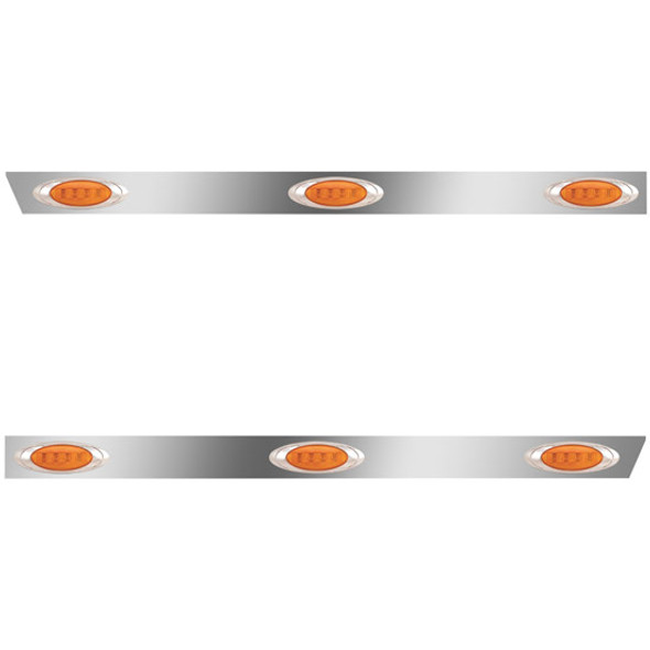 3 Inch Stainless Steel Cab Panels W/ 6 P1 Amber/Amber LEDs For Peterbilt 386