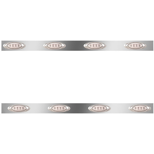 3 Inch Stainless Steel Cab Panels W/ 8 P1 Amber/Clear LEDs For Peterbilt 359