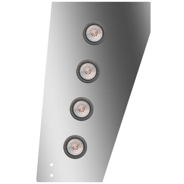 Stainless Steel Standard Cowl Panels W/ 8 - 2 Inch Amber/Clear LEDs For Peterbilt 359