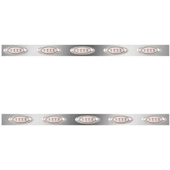 3 Inch Stainless Steel Cab Panels W/ 10 P1 Amber/Clear LEDs For Peterbilt 359