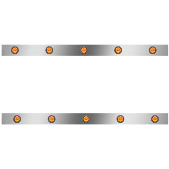3 Inch Stainless Steel Cab Panels W/ 10 - 2 Inch Amber/Amber LEDs For Peterbilt 359
