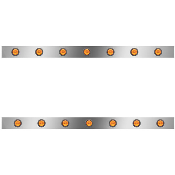 3 Inch Stainless Steel Cab Panels W/ 14 - 2 Inch Amber/Amber LEDs For Peterbilt 359