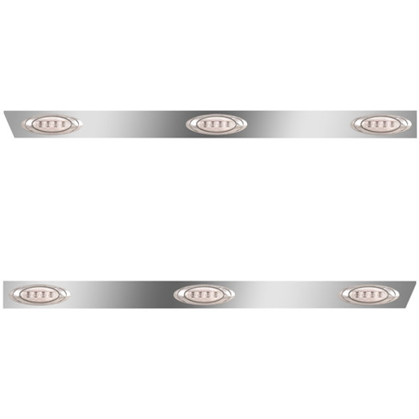 2.5 Inch Stainless Steel Cab Panels W/ 6 P1 Amber/Clear LEDs For Peterbilt 386