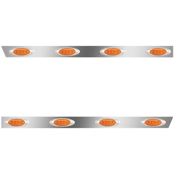 2.5 Inch Stainless Steel Cab Panels W/ 8 P1 Amber/Amber LEDs For 2006 - 2016 Peterbilt 386 W/ Cab-Mount Exhaust