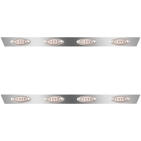 2.5 Inch Stainless Steel Cab Panels W/ 8 P1 Amber/Clear LEDs For 2006 - 2011 Peterbilt 386 W/ Cab-Mount Exhaust