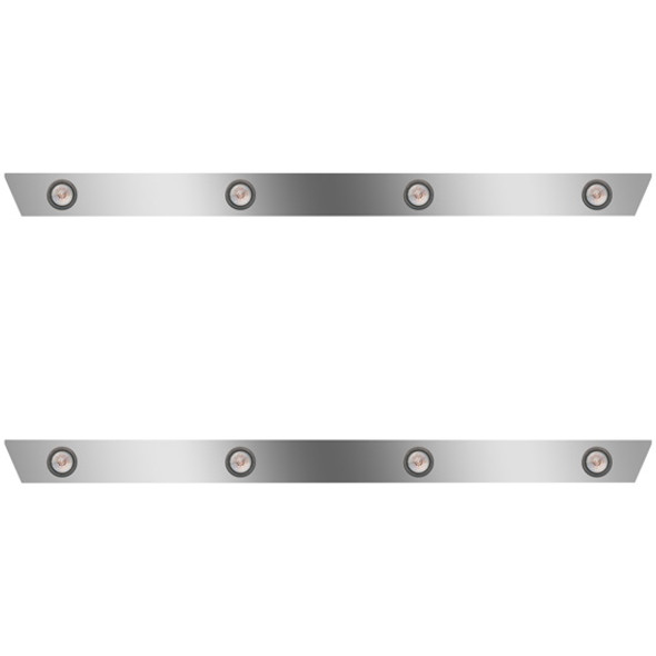 4 Inch Stainless Steel Cab Panels W/ 8 - 2 Inch Amber/Clear LEDs For Peterbilt 386 W/ Cab-Mount Exhaust