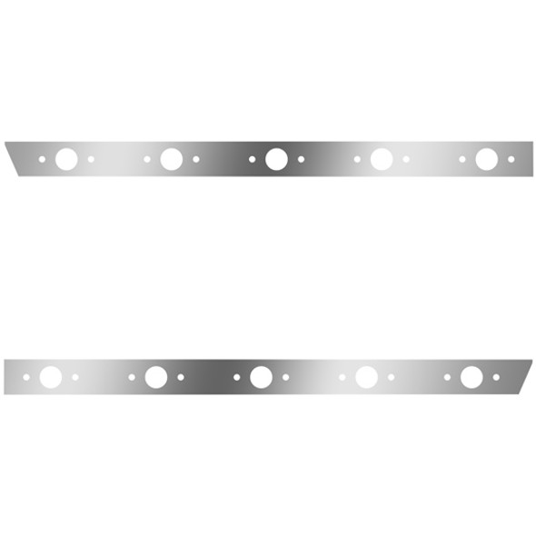 4 Inch Stainless Steel Cab Panels W/ 10 P1 Light Holes For Peterbilt 386 W/ Rear-Mount Exhaust