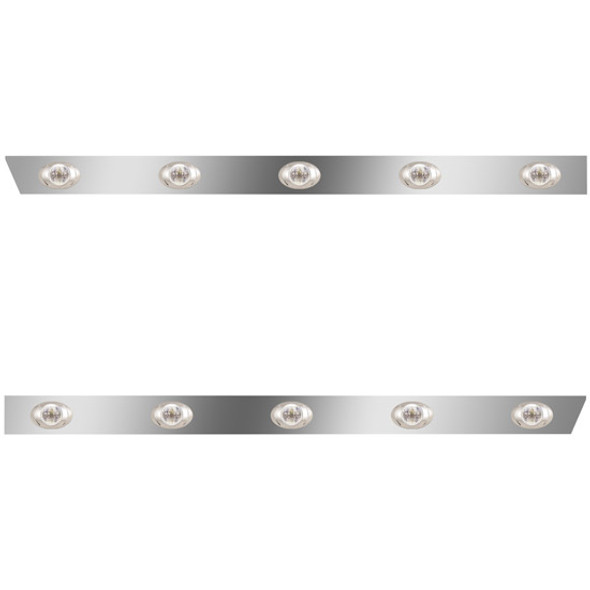 2.5 Inch Stainless Steel Cab Panels W/ 10 P3 Amber/Clear LEDs For Peterbilt 386 W/ Rear-Mount Exhaust