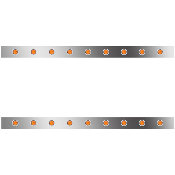 2.5 Inch Sleeper Panels W/ 18 - 3/4 Inch Amber/Amber LEDs For Peterbilt 386 W/ 63 Inch Sleeper
