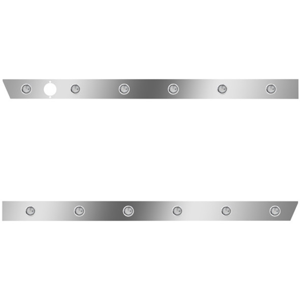 2.5 Inch Stainless Steel Cab Panels W/ 12 - 3/4 Inch Amber/Clear LEDs For 2012 - 2016 Peterbilt 386 W/ Cab-Mount Exhaust