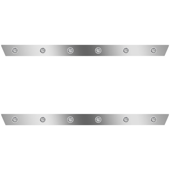 2.5 Inch Stainless Steel Cab Panels W/ 12 - 3/4 Inch Amber/Clear LEDs For 2006 - 2011 Peterbilt 386 W/ Cab-Mount Exhaust