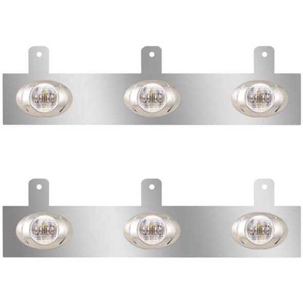 Exhaust Filler Panels W/ 6 P3 Amber/Clear LEDs For Peterbilt 386 W/ Rear-Mount Exhaust