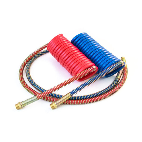TPHD Nylon 12 Foot Red/Blue Coiled Air Hose Set W/ 6 Inch Leads