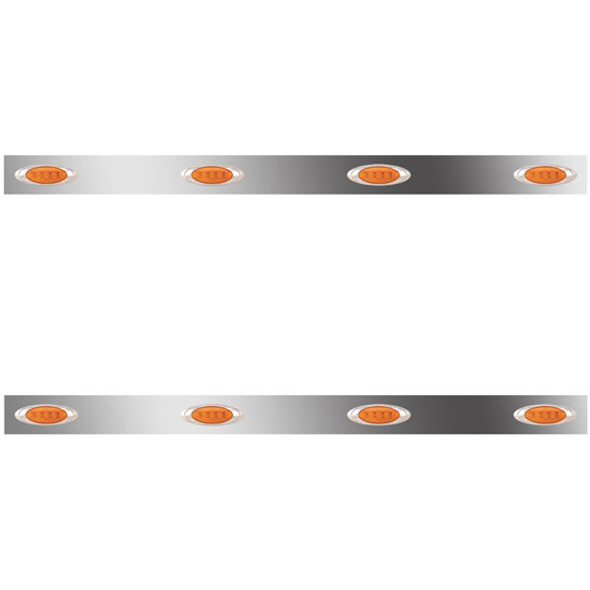 70/78 Inch Stainless Steel Sleeper Panels W/ 8 P1 Amber/Amber LEDs For Peterbilt