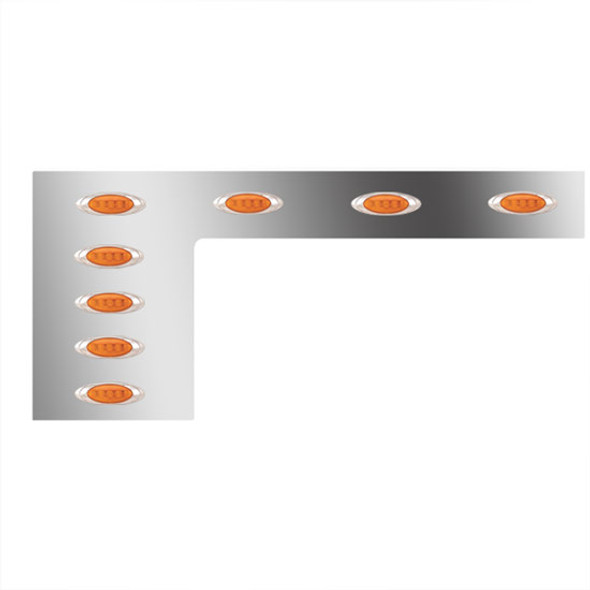 4 Inch S.S. 1-Piece Cab/Cowl Panels W/ 16 P1 Amber/Amber LEDs For Peterbilt 378, 379