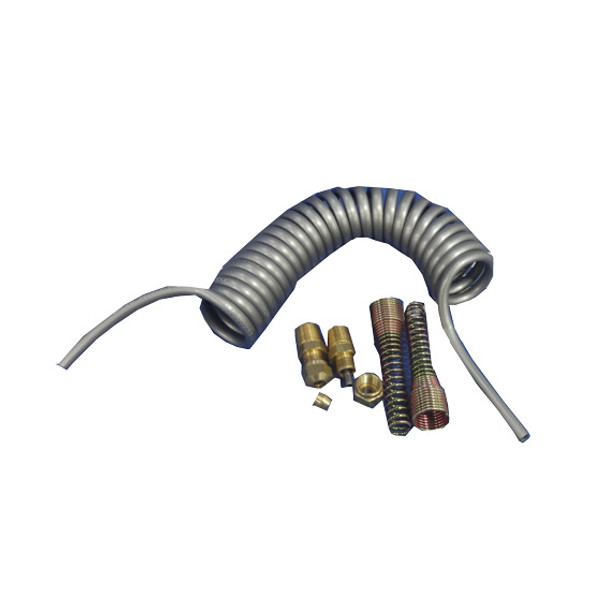 TPHD Coiled 1/4 Inch Air Line With Fittings For 5th Wheel Air Slide Cylinder- 54 Inch Maximum Length
