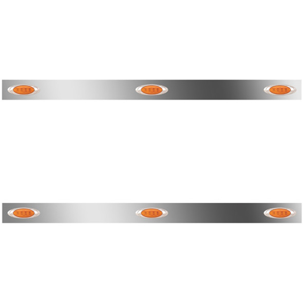 48/58 Inch Stainless Steel Sleeper Panels W/ 6 P1 Amber/Amber LEDs For Peterbilt