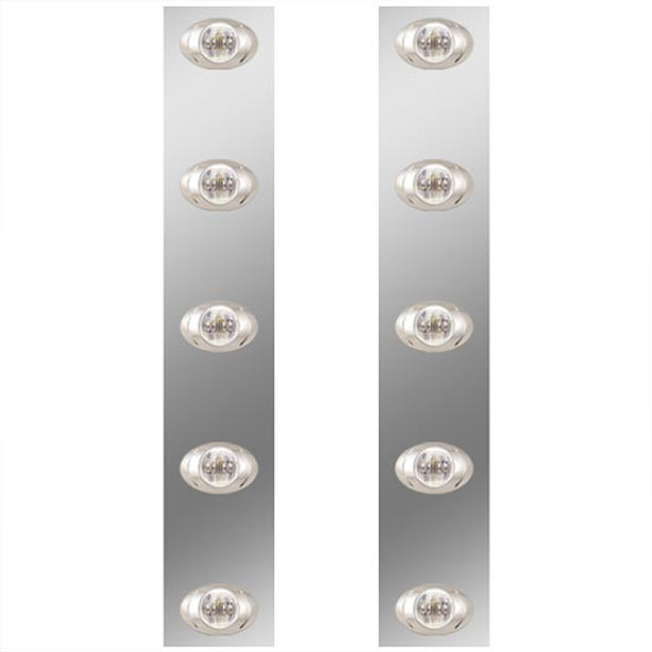 Stainless Steel Front Air Cleaner Panels W/ 10 P3 Amber/Clear LEDs For Peterbilt 367 SBA