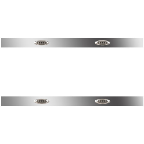 36/44 Inch Stainless Steel Sleeper Panels W/ 4 P1 Amber/Smoked LEDs For Peterbilt