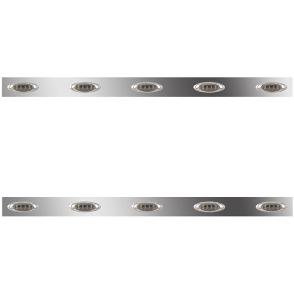 48/58 Inch Stainless Steel Sleeper Panels W/ 10 P1 Amber/Smoked LEDs , 12 In Spacing For Peterbilt