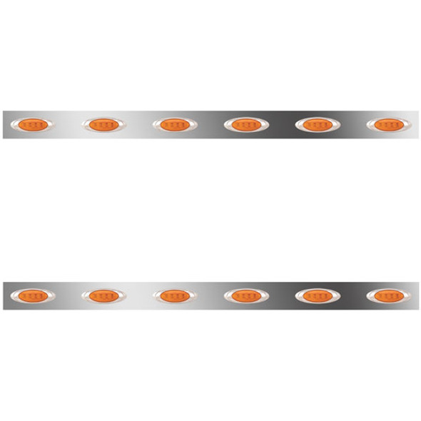 70/78 Inch Stainless Steel Sleeper Panels W/ 12 P1 Amber/Amber LEDs For Peterbilt