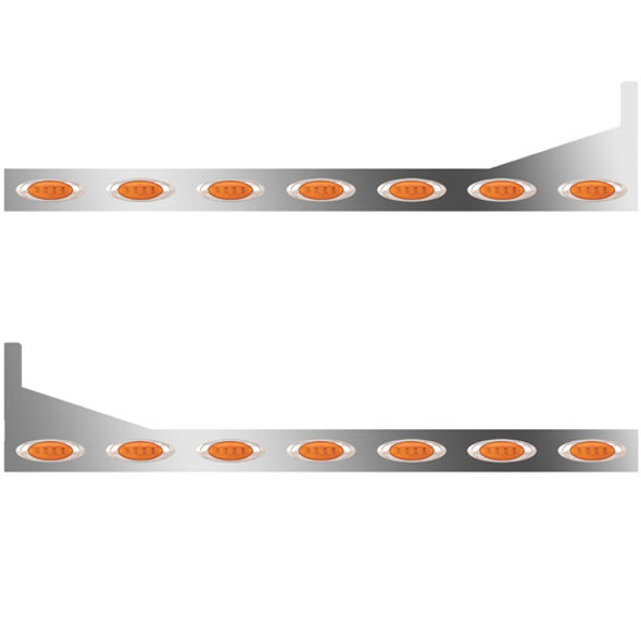 63/72 Inch Stainless Steel Sleeper Panels W/ Extensions, 14 P1 Amber/Amber LEDs For Peterbilt