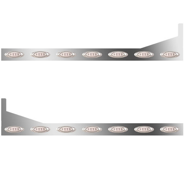 63/72 Inch Stainless Steel Sleeper Panels W/ Extensions, 14 P1 Amber/Clear LEDs For Peterbilt