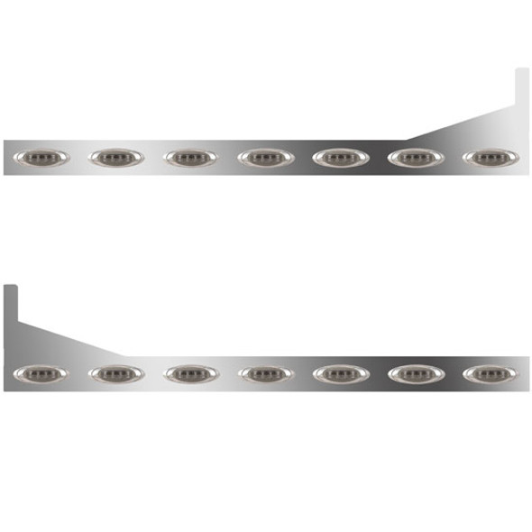 63/72 Inch Stainless Steel Sleeper Panels W/ Extensions, 14 P1 Amber/Smoked LEDs For Peterbilt