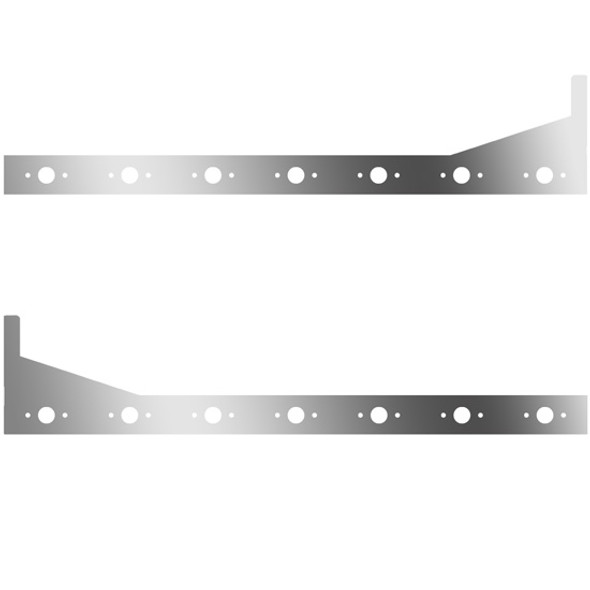 63/72 Inch Stainless Steel Sleeper Panels W/ Extensions, 14 P1 Light Holes 4 Inch Tall For Peterbilt