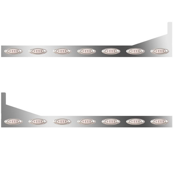 70/78 Inch Stainless Steel Sleeper Panels W/ Extensions, 14 P1 Amber/Clear LEDs For Peterbilt