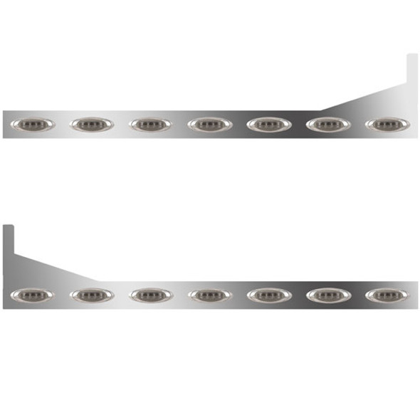 70/78 Inch Stainless Steel Sleeper Panels W/ Extensions, 14 P1 Amber/Smoked LEDs For Peterbilt
