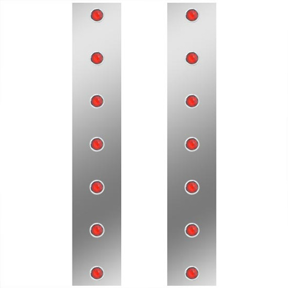 15 Inch Stainless Steel Backlit Rear Air Cleaner Panels W/ 14 - 3/4 Inch Red/Red LEDs For Peterbilt