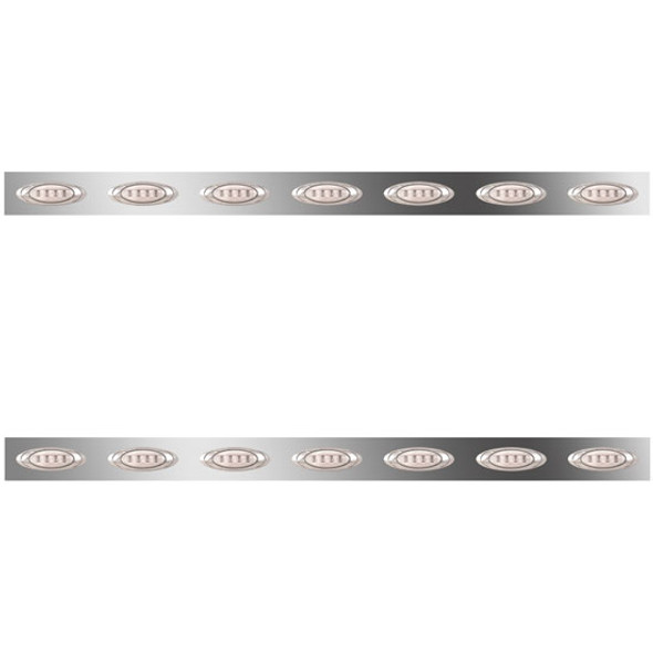 63/72 Inch Stainless Steel Sleeper Panels W/ 14 P1 Amber/Clear LEDs For Peterbilt