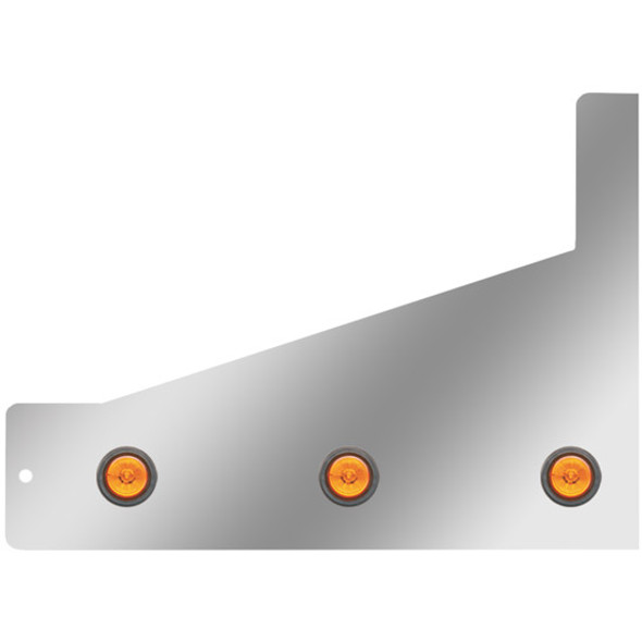 36/44/48/58/63/72 Inch Stainless Sleeper Extension Panels W/ 6 - 2 Inch Amber/Amber LEDs For Peterbilt