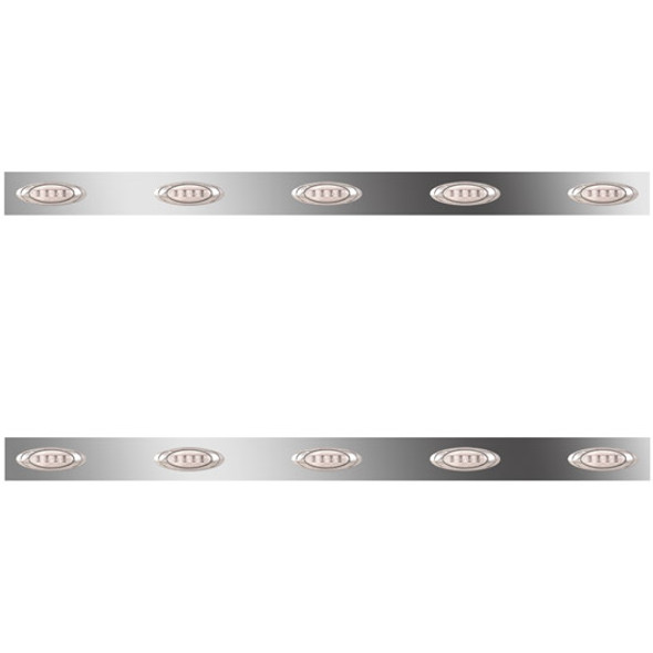 48/58 Inch Stainless Steel Sleeper Panels W/ 10 P1 Amber/Clear LEDs For Peterbilt