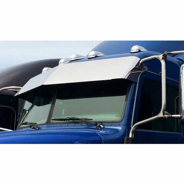 14 Inch Stainless Steel Blind Mount Drop Visor For Peterbilt Ultracab W/ Cab-Mounted Mirrors