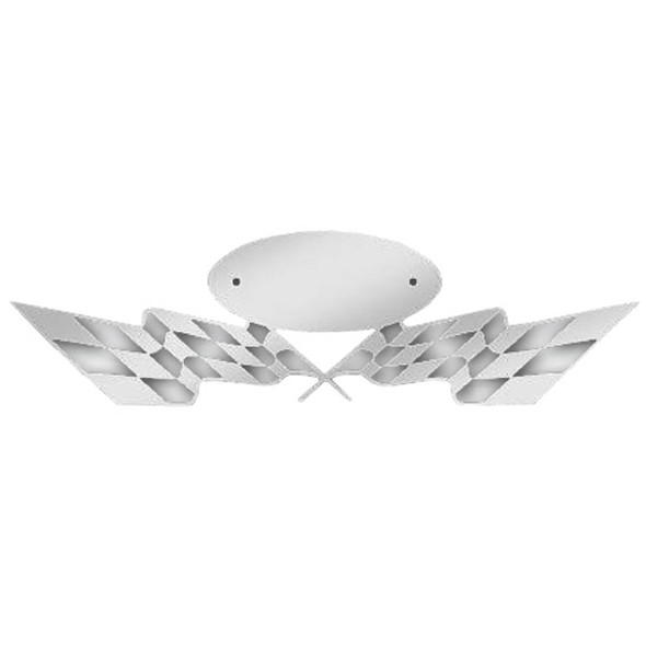 Stainless Steel Crossed Checkered Flags Hood Emblem Accent For Peterbilt 367, 378, 379, 388, 389
