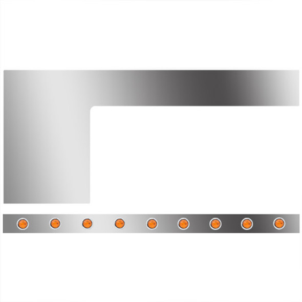1-Piece Stainless Steel Cab/Cowl Bodyline Panels W/ 18 - 3/4 Inch Round Amber/Amber Downglow LEDs For Peterbilt 389, Glider