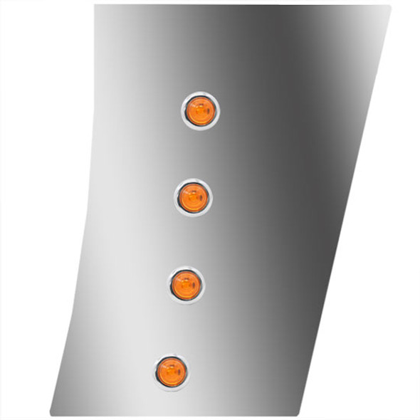 Stainless Steel Wide / Standard Cowl Panels W/ 8 - 3/4 Inch Round Amber/Amber LEDs For Peterbilt 389 131BBC 2018 - Current
