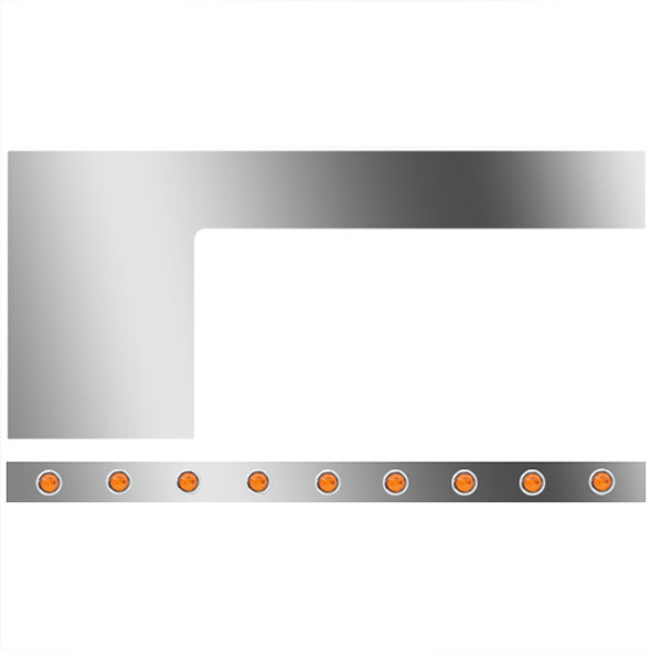 3 Inch Stainless Steel Cab/Cowl Panels W/ 18 - 3/4 Inch Round Amber/Amber Downglow LEDs For 2018 - Current Peterbilt 389 131BBC
