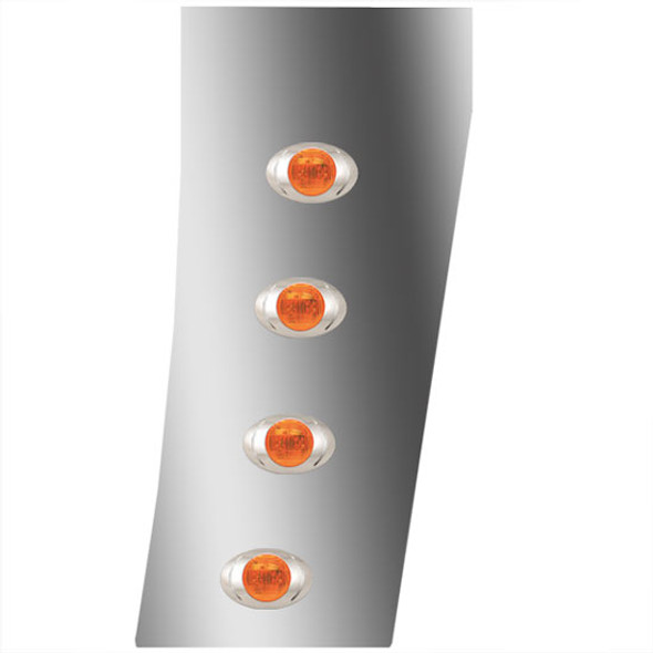 3 Inch Stainless Steel Standard Cowl Panels W/ 8 P1 Amber/Amber LEDs For Peterbilt 389 131BBC 2018-Current
