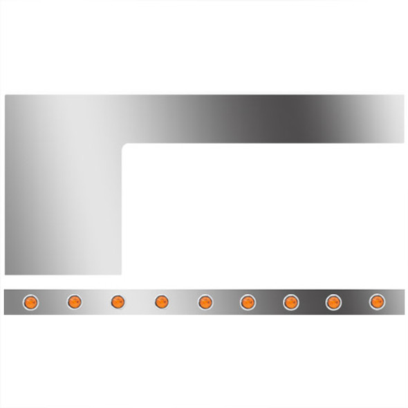 3 Inch Stainless Steel Cab/Cowl Panels W/ 18 - 3/4 Inch Round Amber/Amber Downglow LEDs For Peterbilt 389 131BBC