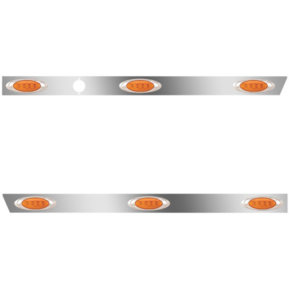 3 Inch Stainless Steel Standard Cab Panels W/ 6 P1 Amber/Amber LEDs For Peterbilt 388, 389