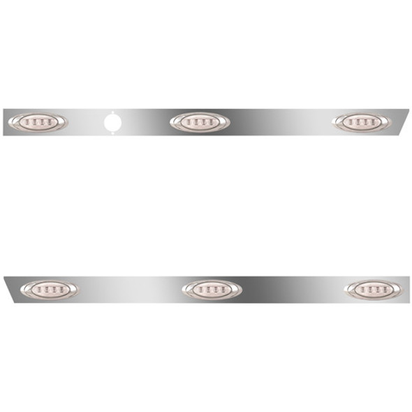 3 Inch Stainless Steel Standard Cab Panels W/ 6 P1 Amber/Clear LEDs For Peterbilt 388, 389