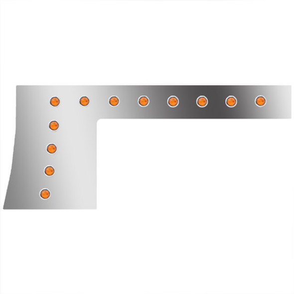 1-Piece Stainless Steel Bodyline Panels W/ 24 - 3/4 Inch Round Amber/Amber LEDs For Peterbilt 389 131BBC
