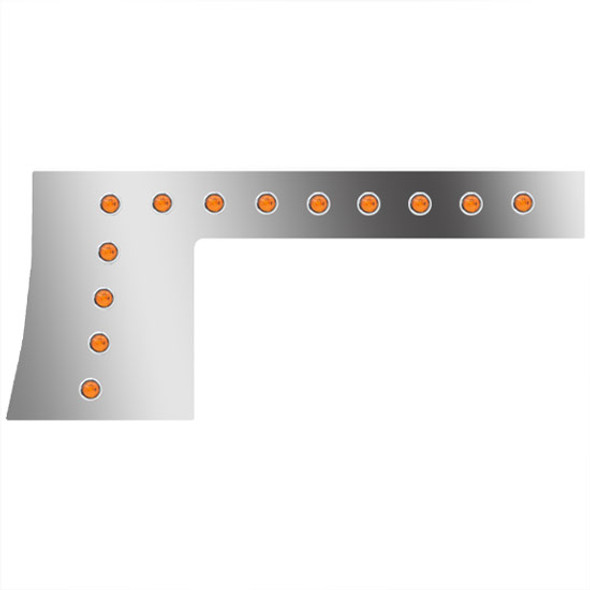 4 Inch Stainless Steel Cab Panels W/ 26 - 3/4 Inch Round Amber/Amber LEDs For Peterbilt 389 131BBC, Glider