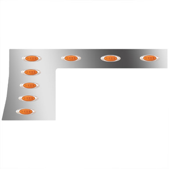 1-Piece Stainless Steel Bodyline Panels W/ 13 P1 Amber/Amber LEDs For Peterbilt 389 131BBC