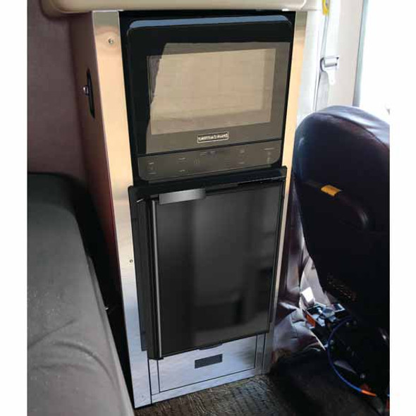 Brushed Stainless One Drawer Cabinet With Refrigerator & Microwave For Peterbilt Driver Side