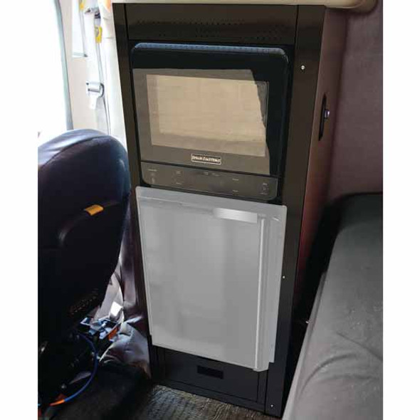 Black 1 Drawer Cabinet W/ Refrigerator Mount & Microwave For 2008 - 2015 Peterbilt 389 Passenger Side